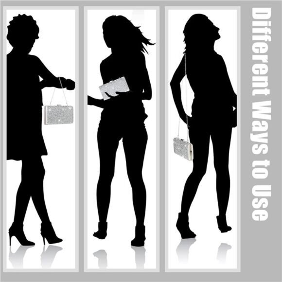 BRAND NEW 4 Pc Women Rhinestone Clutch Bag Bling Earring Necklace Bracelet Set - Picture 4 of 7